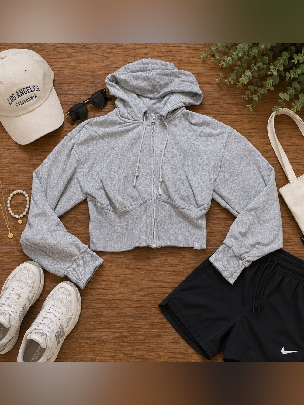 JoyLab Women’s Heather Gray Cropped Full Zip Hoodie Activewear